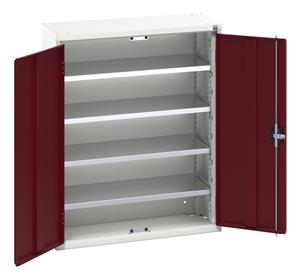 16926400.** Verso storage bin cupboard with 4 shelves, 20 bins. WxDxH: 800x350x1000mm. RAL 7035/5010 or selected